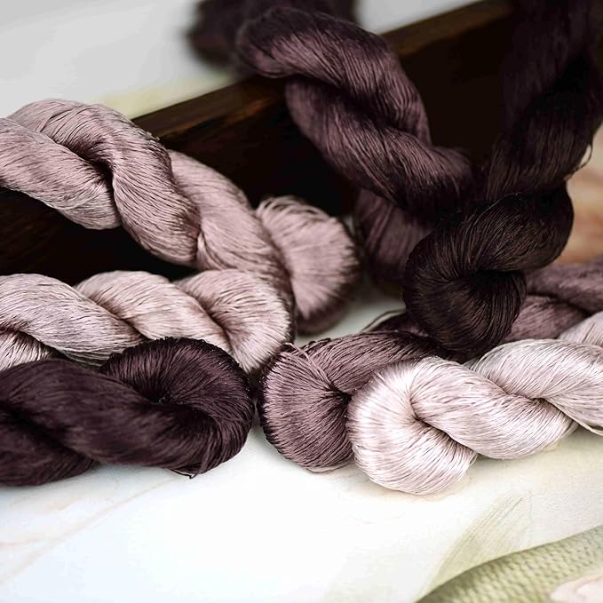 Natural 100% Silk Thread, Handmade Embroidery Thread Silk Floss 7 Colors 110m Each (23)