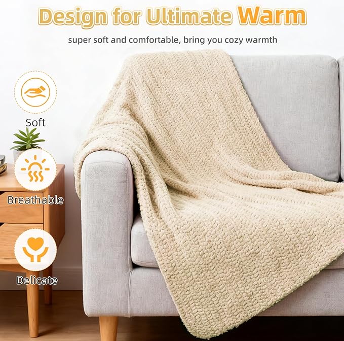 Aeelike Blanket Crochet Kit for Beginners, Easy Crochet Blanket Kit with Soft Chenille Yarns Detailed Instruction Crocheting Accessories Complete Beginners Crocheting Kits, Khaki