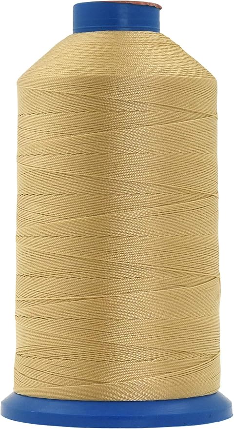 Mandala Crafts Size 92 280D T90 Bonded Nylon Thread - Tan 1100 YDs Tex 90 Heavy Duty Sewing Threads for Leather, Jeans, Weaving, Outdoor Marine Upholstery