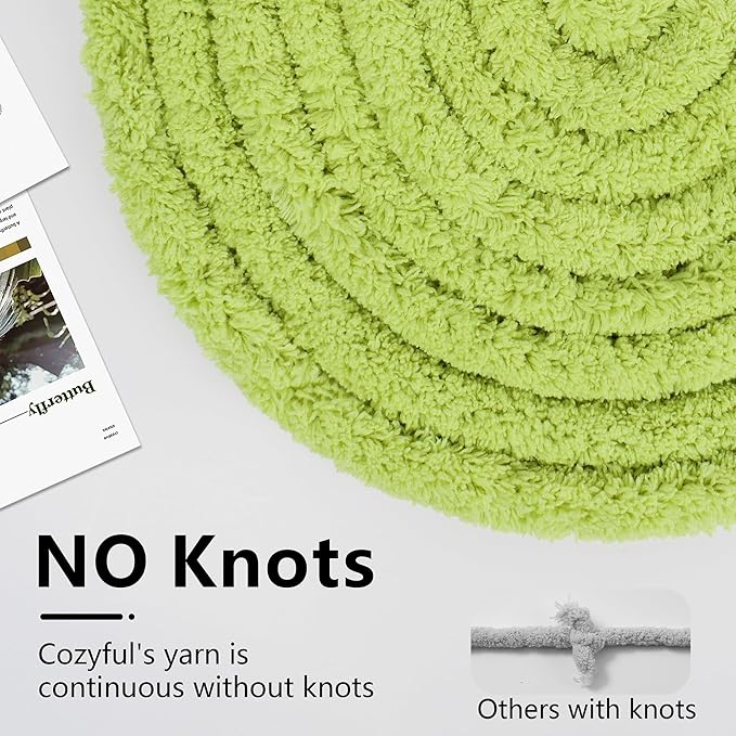 Chunky Yarn for Hand Knitting - #10 Chunky Chenille Yarn, Jumbo Big Thick Chunky Yarns for Crocheting, Super Bulky Chunky Knit Blanket Yarns, 8 Skein (25 yds 8 oz Each Skein), Lemon Lime