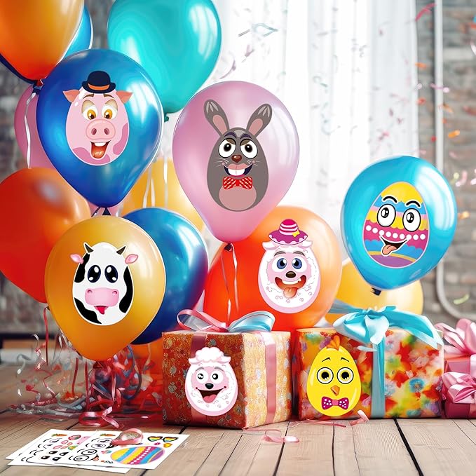 smilinfit 24 sheets easter stickers for kids toddlers, easter basket stuffers, make a face stickers crafts with eggs themed, kids party favor supplies decorations activities gifts for girls boys