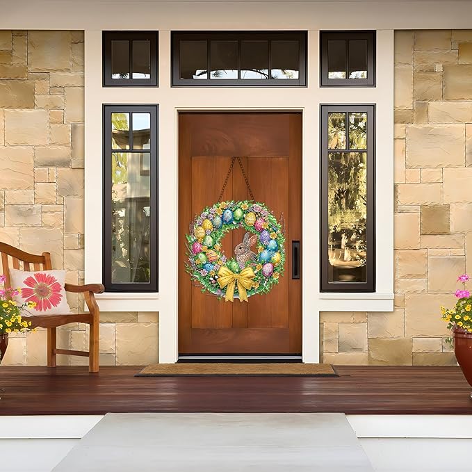 Rabbit Easter Egg Diamond Art Hanging Kit for Adult,Special Shaped Rhinestone,Double Sided DIY Acrylic 5D Diamond Art Painting Window Pendants Home Garden Wall Hanging Kits Ornament 9.44inch