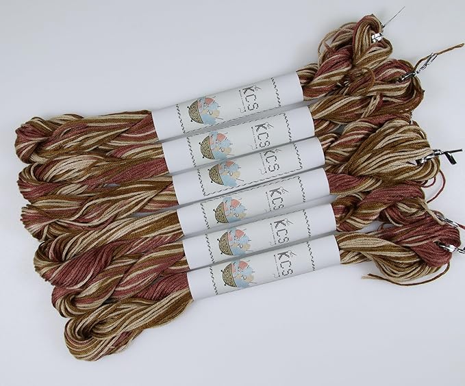 KCS Big skeins of 25 Meters Size 25 Color Variegated Cross Stitch Stranded Threads,6 skeins,4140