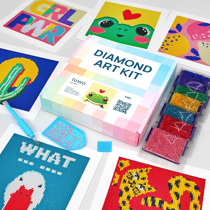 LuwoArte 6 Pack Diamond Painting Kits for Adults and Kids – Modern pop Art Style – Full Drill DIY Paint Gem Art – Brilliant 5D Diamond Painting Kit – Relaxing Craft for Home Wall Décor (Vibe)