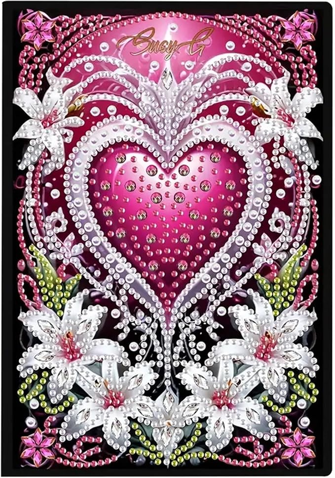 Diamond Painting Notebook for Adults, A5 Diamonds Art Journal and DIY Sketchbook, Diamond Art Kit Supplies,Gift for Beginners, Craft Lovers, Artists. (Love)