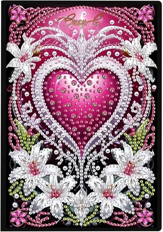 Diamond Painting Notebook for Adults, A5 Diamonds Art Journal and DIY Sketchbook, Diamond Art Kit Supplies,Gift for Beginners, Craft Lovers, Artists. (Love)