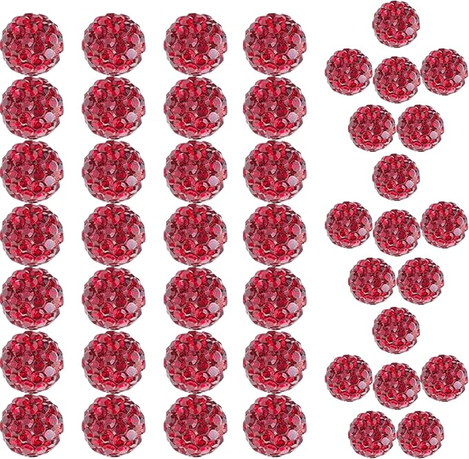 10mm Grade A Rhinestone Beads for Baseball Necklace-Round Disco Ball Beads Rhinestone Clay Bead for Earring Jewelry Making,Necklace Bracelet,DIY Craft Supplies(100 pcs Crimson)