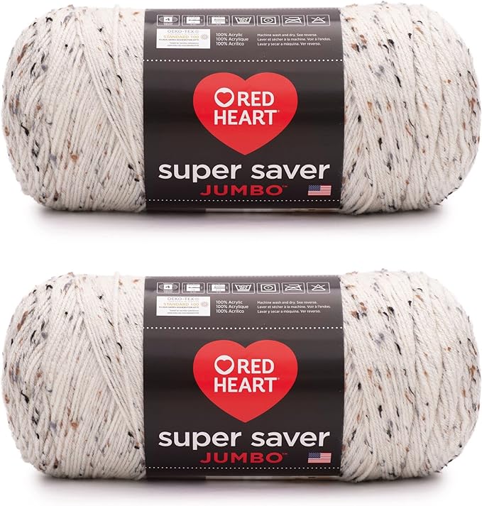 Red Heart Super Saver Jumbo Aran Fleck Yarn - 2 Pack of 10oz/283g - Acrylic - 4 Medium (Worsted) - 482 Yards - Knitting/Crochet