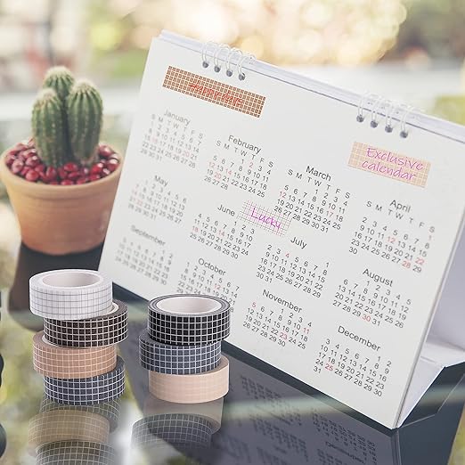 Mr. Pen- Grid Washi Tape Set, 7 Rolls, 0.6", Washi Tape for Journaling, Decorative Tape, Journaling Tape, Craft Tape, Scrapbooking Tape, Decorative Tape for Crafts, Decorative Craft Washi Masking Tape