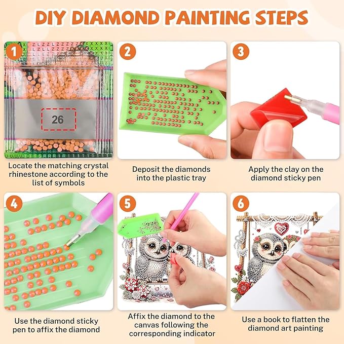 Masendp Valentine's Day Owl Diamond Painting Double-Sided Hanging Ornament Set, DIY Irregular Shaped Rhinestone Window Decoration Set, Suitable for Home and Garden Wall Decoration Gifts