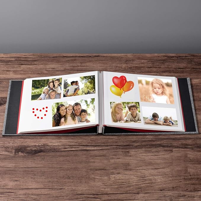 Grey Photo Album Self Adhesive Scrapbook Album for 4×6 Photos/Pictures DIY Linen Cover Album 15 Sheets/30 Blank Pages for Family Wedding, Birthday, Christmas, Anniversary