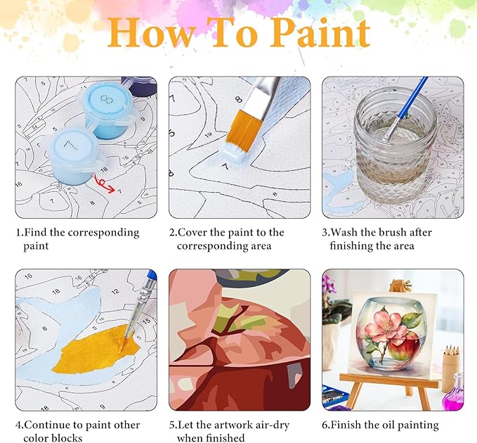 Okarina Framed Paint by Numbers Kit for Adults Beginner Flower, Adult Paint by Number Kits on Canvas Framed, DIY Acrylic Oil Painting by Numbers with Frame, Apple for Home Decor Gift 10 X 10 Inch