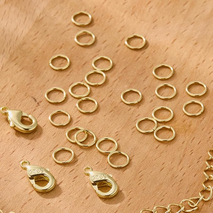23Pcs 14K Goldplated Lobster Claw Clasps 10mm with Open Jump Rings Jewelry Making Set, 925 Sterling Silver Jewelry Finding Supplies Small Gold Lobster Clasps for Necklaces Bracelet Chains Connector