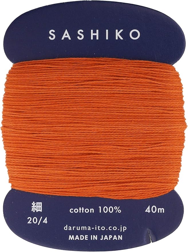 Sashiko Thread Thinner Weight 40m Col. 214 -Carrot Orange- Japanese Embroidery & Quilting by Yokota