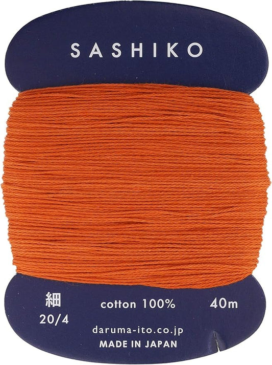 Sashiko Thread Thinner Weight 40m Col. 214 -Carrot Orange- Japanese Embroidery & Quilting by Yokota