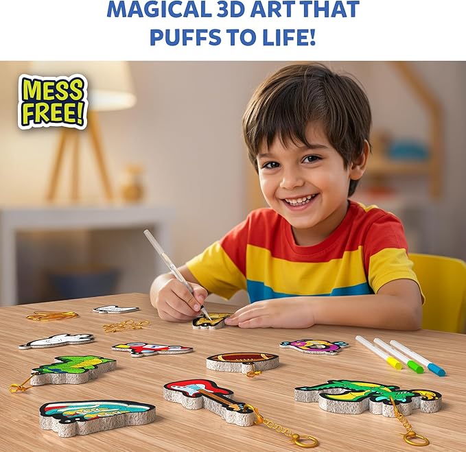 skillmatics 3d art kit – aqua puffs just cool things, mess-free paint by number craft for kids, diy color & inflate activity, travel toys & creative gift for boys & girls ages 4, 5, 6, 7, 8, 9, 10