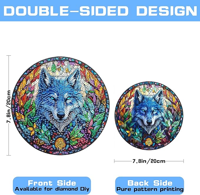 VAIIEYO Wolf Diamond Art Hanging Ornament, Animal Diamond Painting Suncatchers Window Hanging Kit with Chain, 7.5x7.5 inch Crystal Pendant Art Craft for Gift Home Wall Front Door Decoration