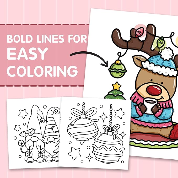 Brightenkidz Cozy Girl Christmas Coloring Book - Cute & Simple Adult Coloring Book with Bold and Easy Designs, Relaxation Hygge Winter Style - Cozy Christmas Holiday Gifts for Teens