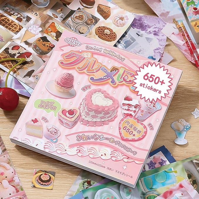 650+ Pcs Japanese Sticker Book- Aesthetic Cute Y2K Retro Sticker Book - Japanese Stationery Stickers for Scrapbooking, Journals, Planners, Water Bottles & Junk Journal Supplies