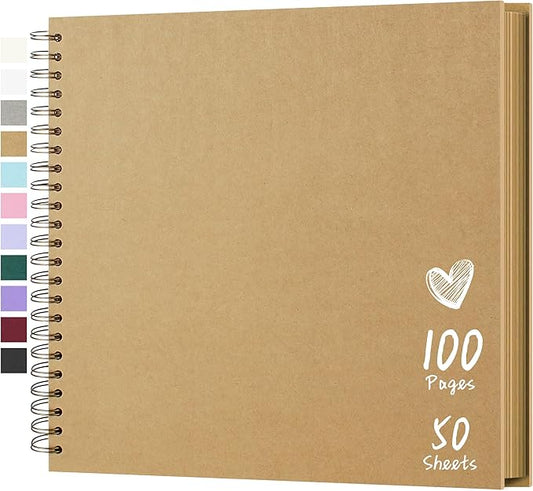 Scrapbook 12x12 Inch DIY Scrapbook Album Hardcover Kraft Paper Scrap Book Photo Albums 100 Pages Perfect for 4x6 / 5x7 / 6x8 Photos Memory Book for Family, Wedding