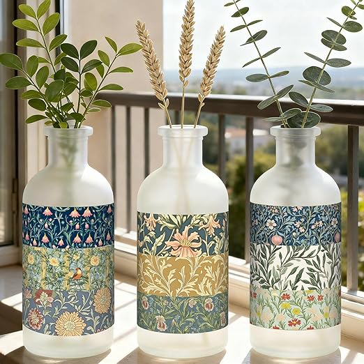 12 Rolls Watercolor Floral Washi Tape Set 15 mm Vintage Flower Decorative Masking Tape for Spring Arts DIY Craft Scrapbook Journal Supplies Gift Wrapping(Earthy Tones,William Morris)