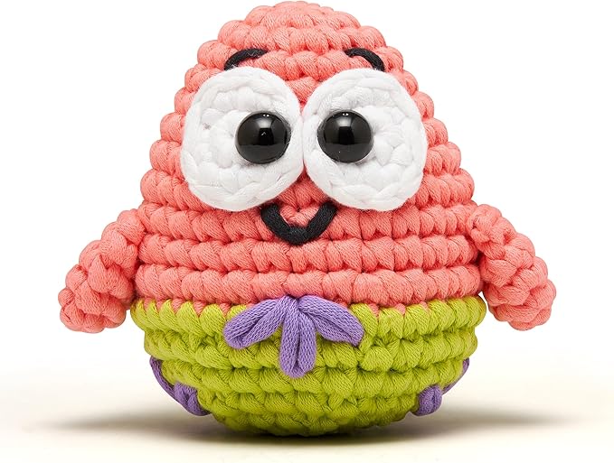 The Woobles Crochet Kit for Beginners – Spongebob Squarepants Craft Kit with Easy Peasy Yarn for Adults & Young Crafters, As Seen On Shark Tank, Step by Step Video Tutorials (Patrick Star)