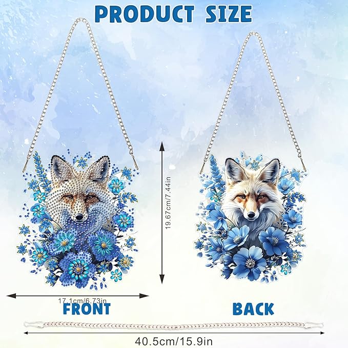 DOMROM Wolf Diamond Art Hanging Kits for Adults Beginners, Special Shaped Crystal Diamond Painting Wolf Pendant, DIY Diamond Art Suncatchers Animal for Home Garden Wall Decor Gift