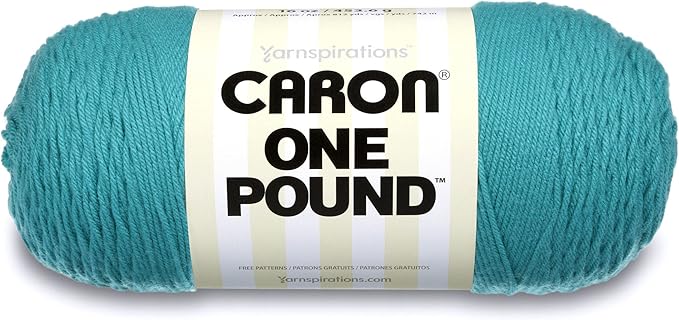 Caron One Pound Solids Yarn, 16oz, Gauge 4 Medium, 100% Acrylic - Aqua- For Crochet, Knitting & Crafting ( 1 Piece )