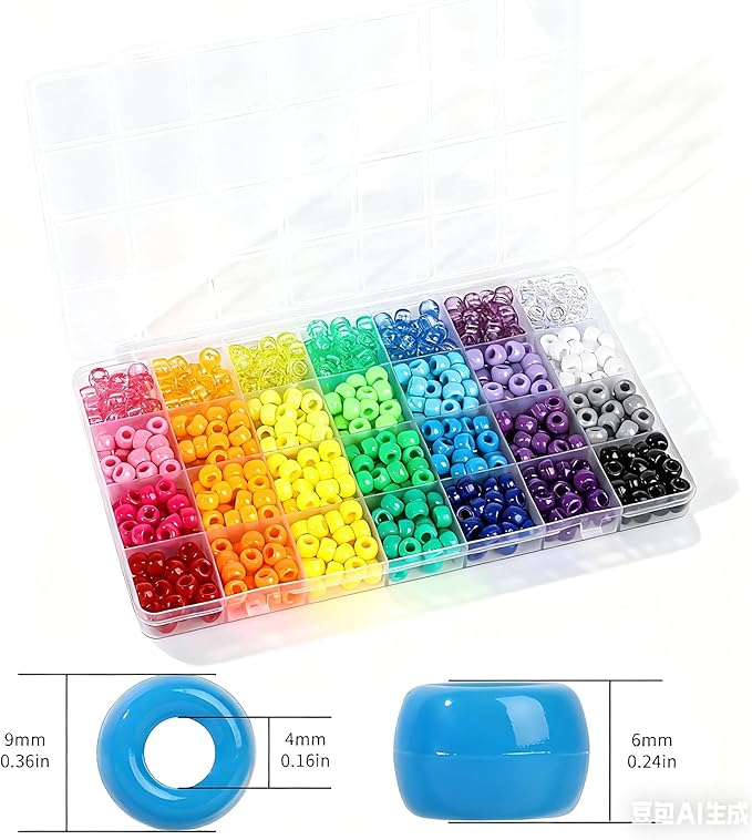 28 Colors Pony Beads Kit for Bracelets, 700PCS 6x9mm Plastic Kandi Beads Bulk for Jewelry Making