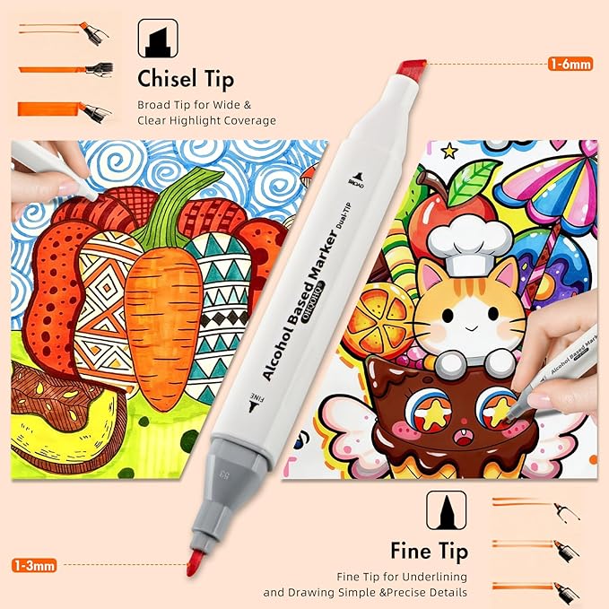 Alcohol Markers Set 262 Colors with Case & Pen Holder, Dual Tip Alcohol Based Art Markers, Chisel & Fine Coloring Pens for Adult Coloring Books, Drawing, Sketching, Illustration