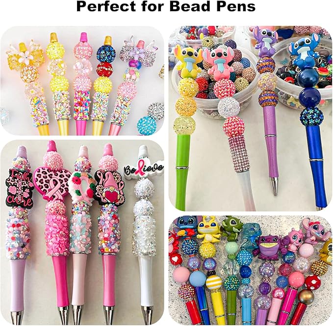 50Pcs Rhinestone Beads for Pens, 20mm Resin Rhinestone & Snowflake and 16mm Sequin Beads, Round Sparkly Chunky Bubblegum Bead Set for DIY Beadable Pens Keychain Necklace Bracelet Jewelry