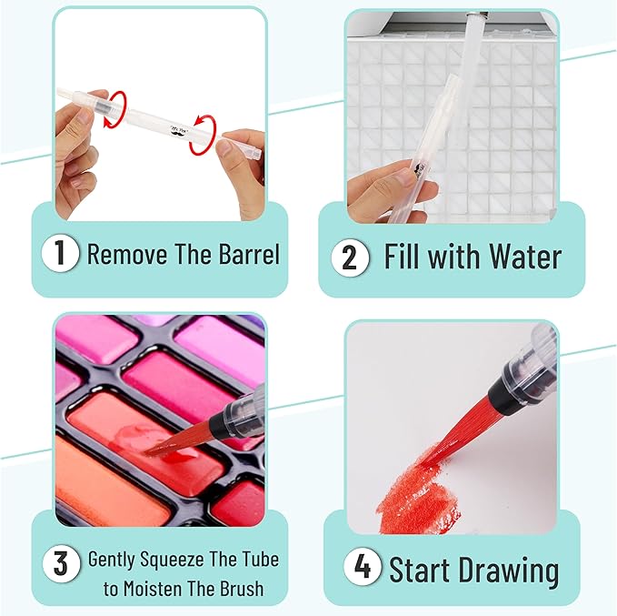 Mr. Pen- Watercolor Brush Pens, 6 pcs, Watercolor Brushes Set, Water Brush Pen, Water Color Pens, Refillable Brush Pen