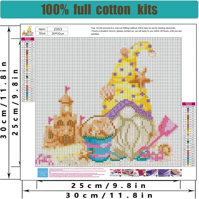 Gnome Cross Stitch Kits for Adults - 6 Pack Stamped Crossstitching Kits Preprinted 11 Count Cross-Stitch Kit for Beginner, 11CT Prestamped Easy Pattern Needlepoint Kits Crafts for Decor 11.8x11.8inch