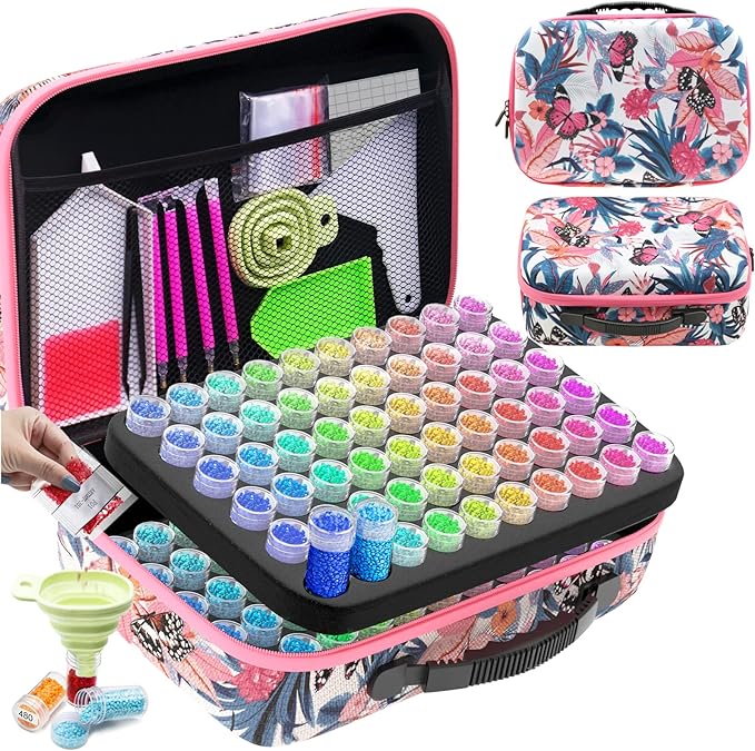 ARTDOT 120 Slots Storage Container for Diamond Art Kits for Adults,Portable Bead Storage Boxes for Diamond Painting Accessories and Tools