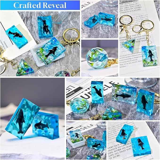 226Pcs Resin Keychain Molds Set - Triangle, Round, Square, Rectangle Ripple Pendant Molds with Keychain Accessories, Perfect Epoxy Resin Silicone Molds for DIY Jewelry Making