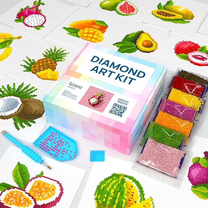 LuwoArte 14 Pack Diamond Painting Kits for Adults – Exotic Fruits-Themed Diamond Art Kits–Full Drill DIY Paint Gem Art for Adults – Brilliant 5D Diamond Painting Kit–Relaxing Craft for Home Wall Décor