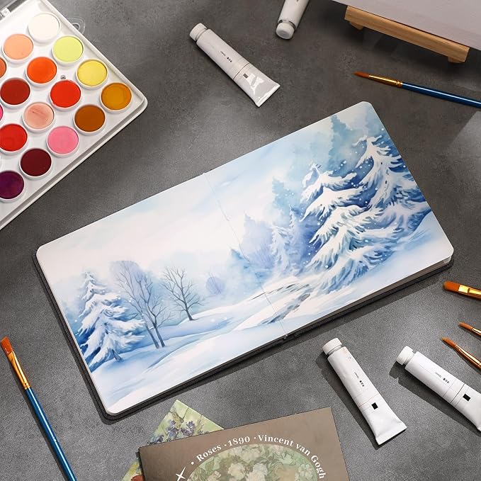 Dispowreath 5.5 x 5.5 in Watercolor Sketchbook Journal Square Watercolor Notebook Cold Press 140lb 300gsm Cotton Paper 48 Pages Journals Notebook Paper Pads(Gray)