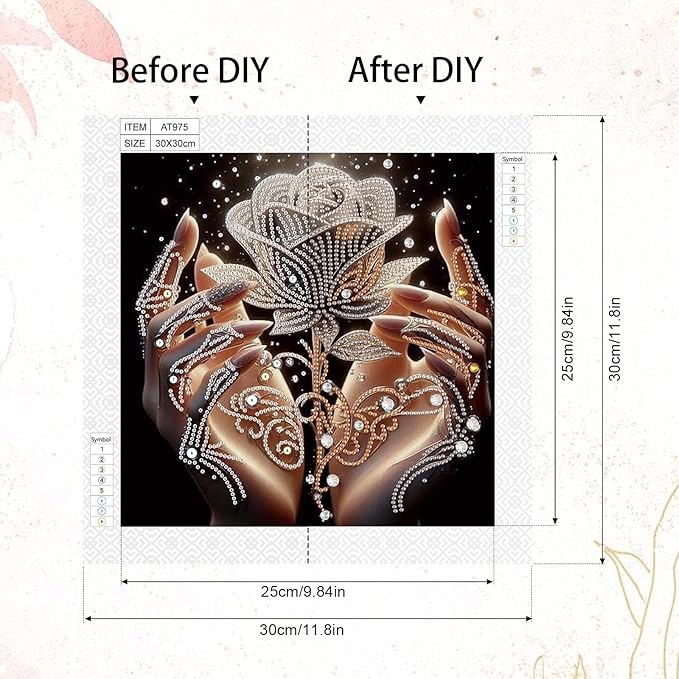 AiYuanzsh 5D Special Shaped Diamond Painting Kit - The Rose in Hand Design, Unique Crystal Rhinestone Diamond Art Set for Beginners and Adults, Perfect for Home Wall Decor and Holiday Gifts