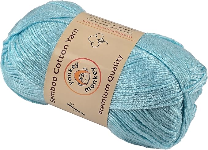 10-Pack of Yonkey Monkey 500 Grams Yarn - 70% Rayon derived from Bamboo, 30% Cotton - Imported - Shallow Lake 9018