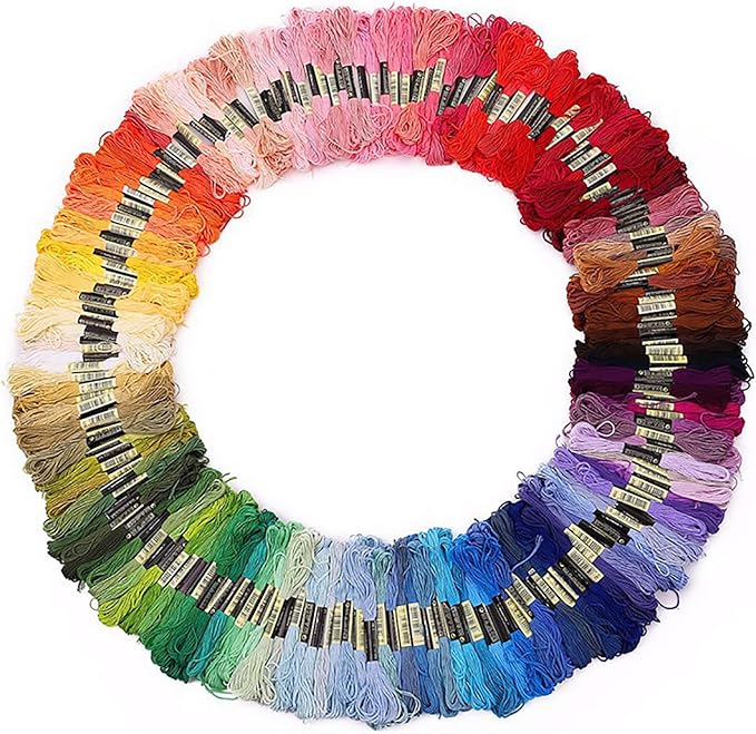 Vilihkc Rainbow Color Embroidery Floss 250 Skeins Per Pack with Cotton for Cross Stitch Threads, Bracelet Yarn Craft Floss Embroidery Floss Set