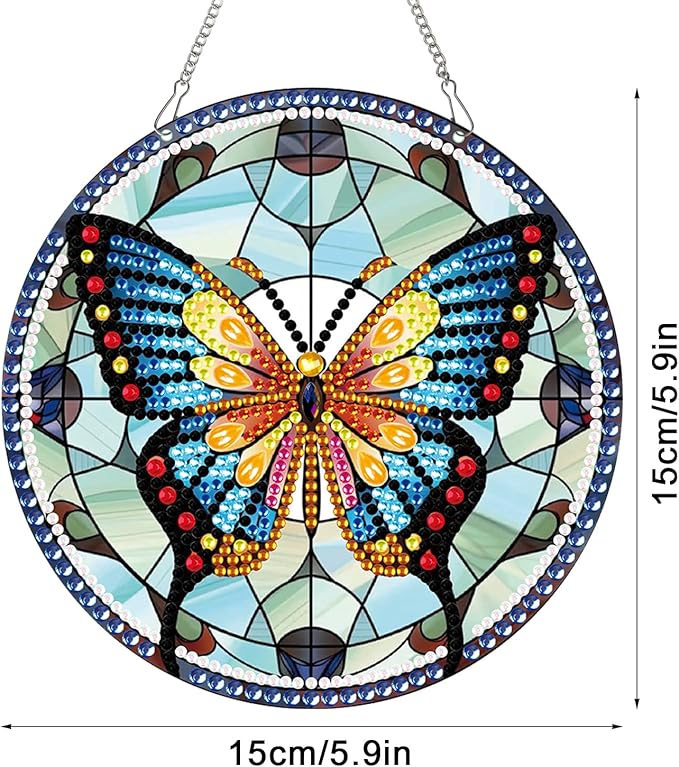 AiYuanzsh Animal Butterfly Diamond Painting Hanging Pendant Kit Special Shaped Diamond Dots Art Acrylic Ornaments Diamond Painting Pendant for Adult Kid Home Wall Window Decor Gift