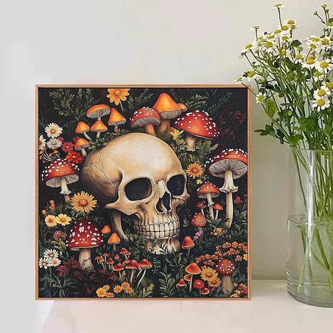 Paint by Numbers for Adult, Skull Paint by Numbers Kit for Adults Beginners, DIY Acrylic Painting on Canvas for Home Wall Art Decor 16x16Inch