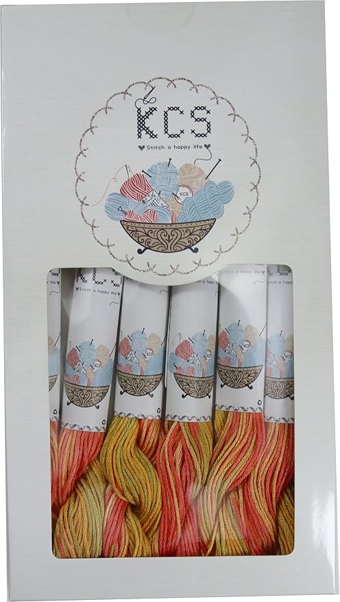 KCS Big skeins of 25 Meters Size 25 Color Variegated Cross Stitch Stranded Threads,6 skeins,4126