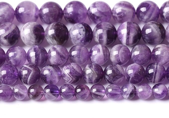 Natural Purple Dream Lace Amethysts Beads Crystal Round Loose Beads for Jewelry Making 12mm 32pcs 1 Strand 15" (Purple Dream Lace Amethysts, 12mm)