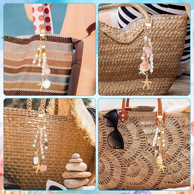 Cunno 776 Pcs Seashell Keychain Making Kit Ocean DIY Craft Key Chain Starfish Pearl Seahorse Letter Name Beads with Keychain Clip and Tool Accessories for Backpacks Purse Tote Bag Crafts DIY Supplies