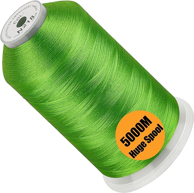 New brothread - Single Huge Spool 5000M Each Polyester Embroidery Machine Thread 40WT for Commercial and Domestic Machines - Yellow Green(Janome Color)