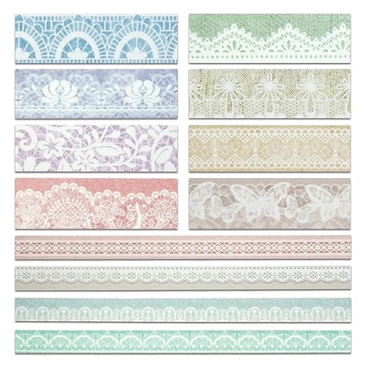 YUBBAEX 12 Rolls Lace Patterns Washi Tape Set Vintage Arts Masking Tape Floral Decorative for DIY Crafts, Bullet Journal Supplies, Planners, Scrapbook, Card/Gift Wrapping