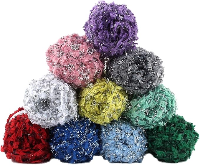 for Scrubbies 12 Skeins Bonbons Yarn Assorted Colors 100% Polyester for Scrubbies Crochet and Knitting Project - Craft Kit
