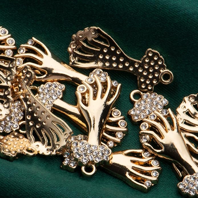 Pack of 20 Rhinestone Charms Gold Plated Pendants Pave Crystal Accessories for Necklace Bracelet Jewelry Making DIY Crafting