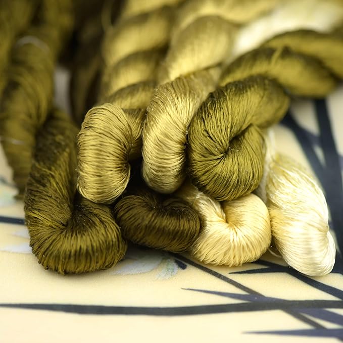 Natural 100% Silk Thread, Handmade Embroidery Thread Silk Floss 7 Colors 110m Each (18)